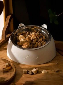 Tilted Stainless Steel Single Bowl Pet Feeder For Cats & Dogs - Promotes Healthy Digestion, Comfortable Feeding