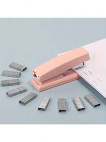 1 件简易订书机 - 适合学校和办公室使用 - 有白色、粉色、绿色、蓝色和紫色可选！