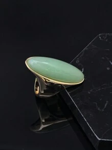 Fashion High Quality Golden Beautiful Green Rhinestones Rings Artificial Crystal Deep Green Rings For Women's - Gold Ring - View 4