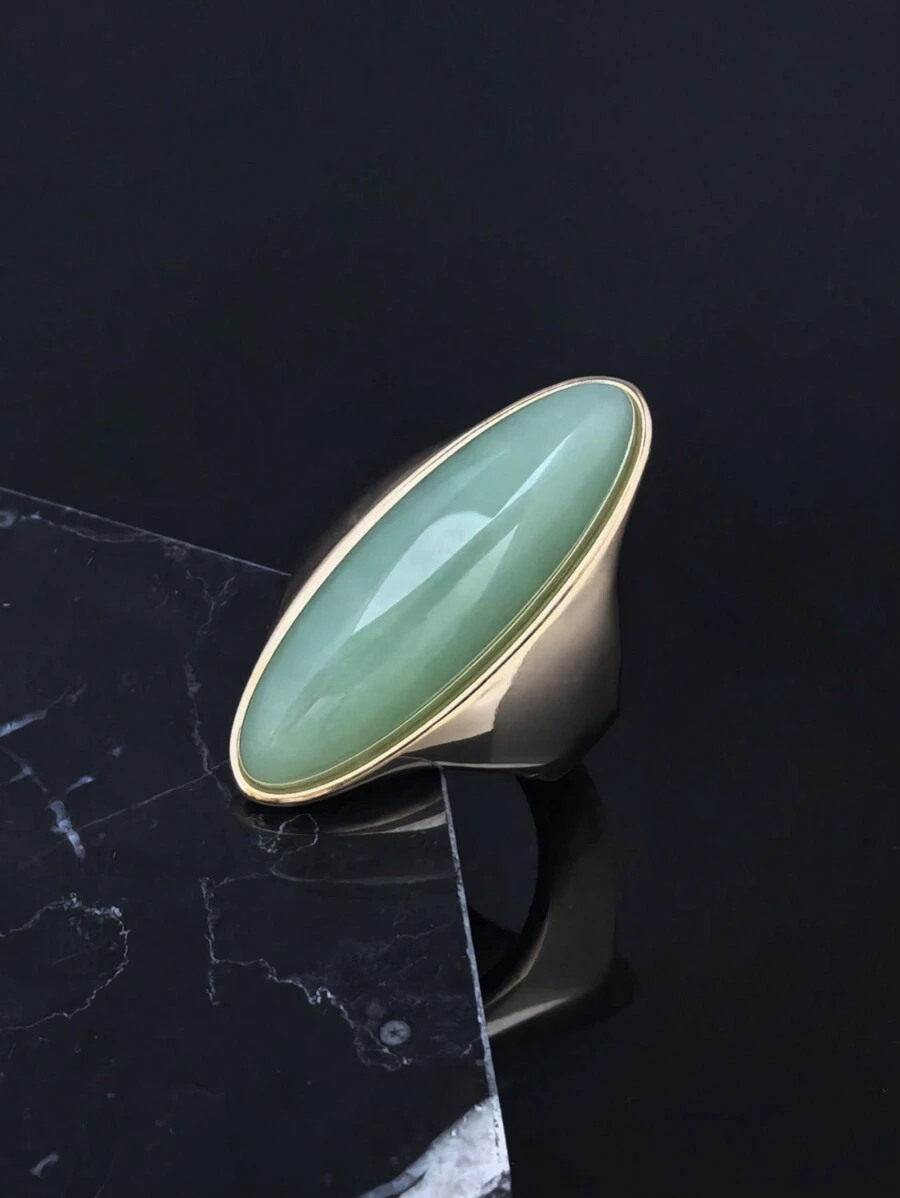 Fashion High Quality Golden Beautiful Green Rhinestones Rings Artificial Crystal Deep Green Rings For Women's - Gold Ring - View 1