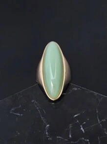 Fashion High Quality Golden Beautiful Green Rhinestones Rings Artificial Crystal Deep Green Rings For Women's - Gold Ring - View 2