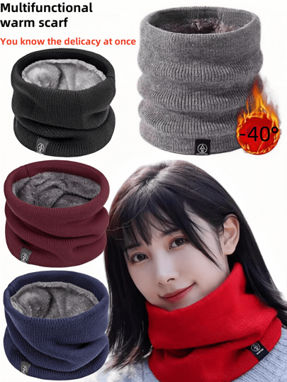 1 pieza Bufanda de mujer de imitación de cachemir con borlas espesas, de unicolor y multiusos, accesorio cálido para el cuello para otoño/invierno