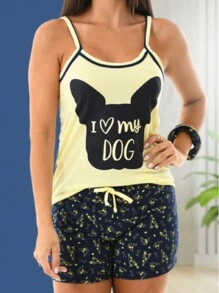 Pijama feminino Conjunto Short e Blusa Confortável Baby Doll Verão Blogueira