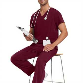 男士安全防护服纯色速干薄款休闲舒适短袖长裤洗手服套装工作服磨砂服