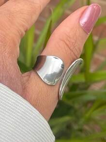 1pc Minimalistische geometrische open ring, concaaf ontwerp, unisex dagelijks gebruik