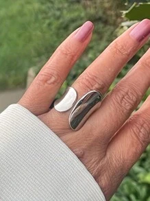 1pc Minimalistische geometrische open ring, concaaf ontwerp, unisex dagelijks gebruik