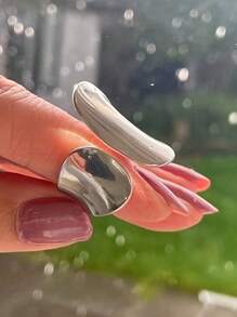 1pc Minimalistische geometrische open ring, concaaf ontwerp, unisex dagelijks gebruik