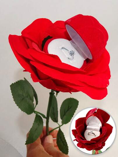 1 Stück/5 Stücke Samtrose Blumen Ring Box, Überraschungsgeschenk für Freundin am Valentinstag, Antrag Rose Ohrringe Box