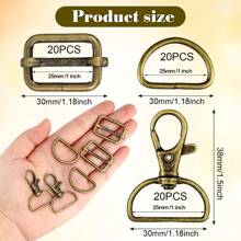 60 pièces Mousquetons pivotants de 1 pouce et jeu d'anneaux en D, accessoires de quincaillerie pour porte-clés DIY, boucles coulissantes pour sacs, laisses pour animaux de compagnie, sangles de tour de cou et projets de couture, conception à mouvement fluide à 360 degrés