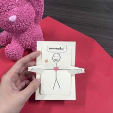 1PC-3D Pop-Up Greeting Card Creative Romantic Hug Greeting Card Surprise Gift Card For Your Partner,Back To School,School Supplies - Multicolor - View 3
