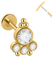 1PC Stainless Steel 20G Gold Plated Cz Labret Lip Ring Threadless Crystal Cluster Ear Cartilage Tragus Helix Daith Piercing Jewelry