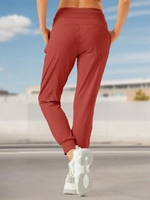 ZUTY Women's Joggers Pants With Zipper Pockets High Waisted Athletic Tapered Sweatpants For Women Workout Lounge - 薩瓦那紅 - 查看 2