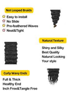 Deep Wave Crochet Hair 32 Inch Ocean Wave Crochet Hair 1 Pack Synthetic Curly Crochet Hair For  Long Deep Wavy Curly Crochet Braiding Hair For Bohemian Braids Hair Extensions Natural Black