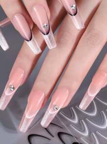 5pcs/Set One Bag Random Color Gradient Color Line Design French Nail Art Stickers Self-Adhesive Ail Tips Guides For Diy Decoration Stencil Tools Nails Nail Supplies - Multicolor - View 10