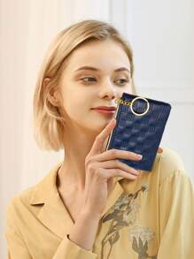 1pc Women's Small PU Leather Wallet Fashionable Diamond Pattern Multipurpose Coin Purse Gifts For Women