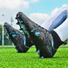 Neue Herren Fußballschuhe, professionelle rutschfeste AG-Nocken Fußballstiefel, Hochtaillierte atmungsaktive Fußballschuhe für Erwachsene Paare, leichte Outdoor-Rasenschuhe, klassische schwarze Wettkampf- und Trainings-Fußballschuhe