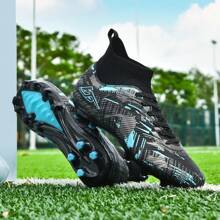 Neue Herren Fußballschuhe, professionelle rutschfeste AG-Nocken Fußballstiefel, Hochtaillierte atmungsaktive Fußballschuhe für Erwachsene Paare, leichte Outdoor-Rasenschuhe, klassische schwarze Wettkampf- und Trainings-Fußballschuhe