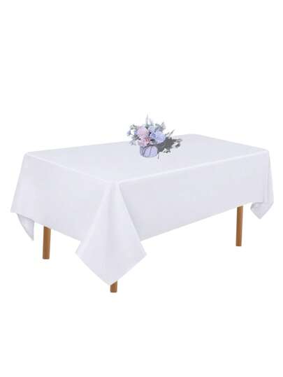White Rectangle Table Cloths For 4FT/6FT/8FT Square Tablecloth Rectangular Tables In Size 60*84/60*102/60*126/90*132/90*156 Inch, Wrinkle Resistant Washable Polyester Fabric Tablescloth For Buffet Banquet Wedding Dining Party