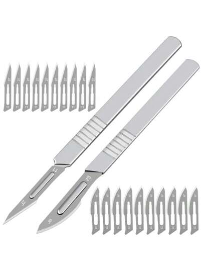 6/11/12/22Pcs Value Pack Carbon Steel Utility Blades - With No. 3-4 Handle & No.11-23 Industrial Carving Blade, Non-Medical - For Artwork Engraving, Industrial Engraving, Cell Phone Repair, Film Blades, DIY Craft Tools, Scraping, Secondary Trimming - For Professionals & DIY Enthusiasts