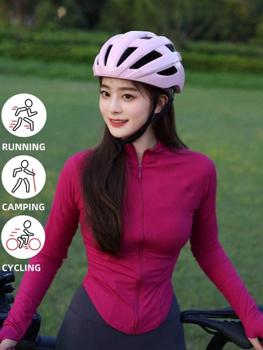 Women's Stand Collar Outdoor Yoga Jacket, Designed For Running, Fitness And Sports Training