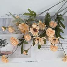 2PCS/6PCS(2种) 人造康乃馨花洋甘菊、雏菊、向日葵花束，母亲节情人节礼物家居花瓶装饰、餐厅、卧室、插花、婚礼、新娘手捧花、腕花、胸花DIY材料、生日派对装饰材料、新年礼物 - 香檳色 - 查看 10