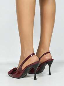 Women's Pointed Toe Bowknot Decor Thin Heels Pumps, Comfortable Simple Elegant High Heels, Work & Casual Wear Shoes, Increase Height & Elongate Legs Valentines