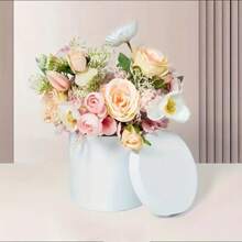 1PC 带盖圆形花盒，用于插花，嵌套礼盒，适用于婚礼装饰鲜花包装盒，情人节，生日，表白，派对礼物，DIY情人节礼物，情人节，日表