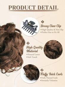Chignon synthétique en désordre avec pince à cheveux. Rallonges de queue de cheval bouclée et ondulée. Accessoires pour chouchou et chignon pour femmes. Pièce de chignon en désordre synthétique avec pince à cheveux. Chignons ébouriffés, rallonges de cheveux bouclés et faux chignons pour femmes