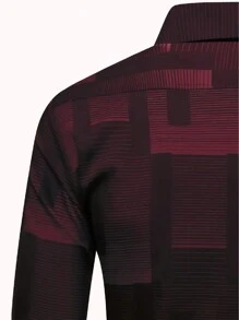 Men's Classic Fashion Long Sleeve Single-Breasted Collar Shirt, Striped Pattern Details, Suitable For Spring, Summer, Autumn, Office/Business, Casual And Formal Occasions