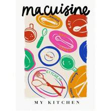 1 件现代厨房美味食物披萨沙丁鱼咖啡下午茶复古海报帆布画墙壁艺术家居装饰无框 - 彩色 - 查看 44