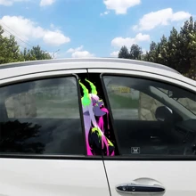 2pcs Stylish Girl Face Graphic Car Stickers - Durable Protective Film For B-Pillar Exterior Accessories