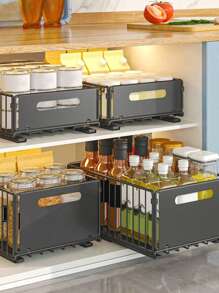 1-poziomowy organizer na przyprawy z wysuwaną szufladą, półka do przechowywania w szafce pod zlewem