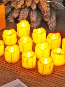 2/6 件暖光无焰蜡烛灯，室内装饰电子蜡烛灯，适用于婚礼、派对和节日装饰、圣诞装饰蜡烛、情人节装饰茶烛灯、圣诞饰品、节日装饰、家居装饰、圣诞节 - 白色 - 查看 7