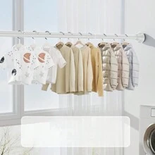 1 件可伸缩不锈钢窗帘杆，无需钻孔室内衣架，适用于卧室、衣柜、浴帘、门帘家居浴室装饰秋季装饰浴室配件返校 - 白色 - 查看 2