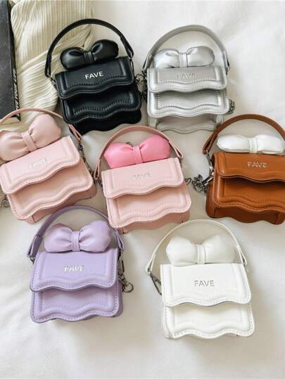 1 件迷你 PU 手提包，轻巧小女孩公主斜挎包，单肩儿童钱包，按扣开合，适合口红、外出、礼物、日常使用