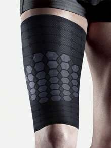 1pc Nylon Sports Thigh Support Thigh Sleeve Compression Brace For Men Women Exercise Cycling Knee Leg Pad. - Black - View 2