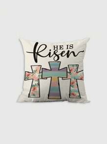 4 Pcs/1 Pc Flower Rabbit Easter Theme Soft And Comfortable Printed Short Wool Pillowcase Invisible Zipper Living Room Sofa Pillowcase No Pillow Core - Multicolor - View 4