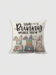 4 Pcs/1 Pc Flower Rabbit Easter Theme Soft And Comfortable Printed Short Wool Pillowcase Invisible Zipper Living Room Sofa Pillowcase No Pillow Core - Multicolor - View 6