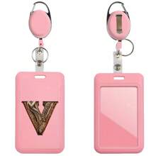 Cartoon Letter Card Sleeve ID Card Bus And Subway Access Work Permit Card Sleeve Staff Employee Pass Keychain With Retractable Rope For Work Id Card Dual-Sided Work Badge Holder - Pink - View 34