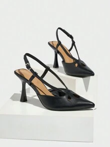 Damskie szpilki z wycięciem w szpic i krzyżowym paskiem na kostce, nowe buty ślubne na imprezę w stylu czarnym ze skóry z odkrytym palcem