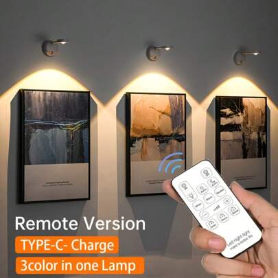 1pc Remoto Control Rechargeable Spotlight, Photo Wall Atmosphere Shooting Light,No Wiring, No-Drill, No Installation, Wireless Home Background Wall Mural Light, Smart Led Wall Light