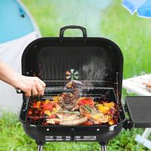 28" Portable Charcoal Grill With Wheels And Foldable Side Shelf, Large BBQ Smoker With Adjustable Vents On Lid For Outdoor Party Camping Picnic