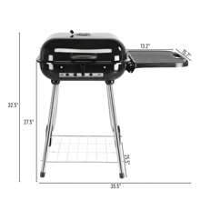 28" Portable Charcoal Grill With Wheels And Foldable Side Shelf, Large BBQ Smoker With Adjustable Vents On Lid For Outdoor Party Camping Picnic