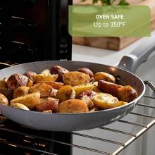 Conjunto de utensilios de cocina antiadherente de cerámica T-Fal Refresh de 20 piezas, seguro para el horno a 177°C, incluye sartén para huevos, sartenes, cacerolas, plancha, cacerola salteadora, olla holandesa y utensilios, ollas, sartenes, gris luna