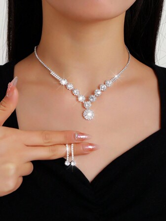 1 套奢华经典复古时尚爪链玻璃水钻婚礼配饰