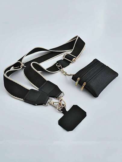 Phone Strap With Zippered Pouch,Chic Women's Crossbody Phone Strap ,With Wallet Crossbody, New Phone Strap With Zippered ,Pouch Adjustable Phone Crossbody Strap - Durable Polyester, Casual Style,Cellphone Mobile Phone Bag Gifts For Women