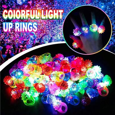 5/10个装LED软胶发光戒指，草莓造型发光戒指，适用于派对、生日、情人节、新年、嘉年华、家居装饰、玩具、闪光LED灯、发光物品。也适用于婚礼、夜总会、酒吧、音乐会、男士创意礼物、节日、情人节、音乐节、俱乐部派对（注：随机发货）。