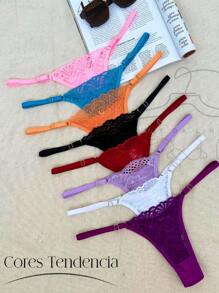 Kit 5 Plus Size Panties Double String With Lace Adjustable Straps String Women's Lingerie Fashion - Nhiều màu - Xem 2