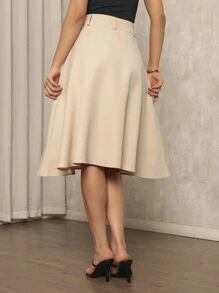 Short Round Gode Skirt With Pocket - Beige claro - Ver 3