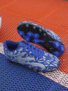 1Pair Of Children's Soccer Shoes, Boys' Spiked Shoes, Sports Soccer Shoes, Children's Equipment, Boys' And Girls' Anti Slip Soccer Training Shoes - Blue - View 6